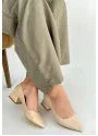 Meort Beige Patent Leather High-Heeled Shoes - alotasawkli