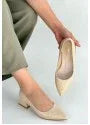 Meort Beige Patent Leather High-Heeled Shoes - alotasawkli