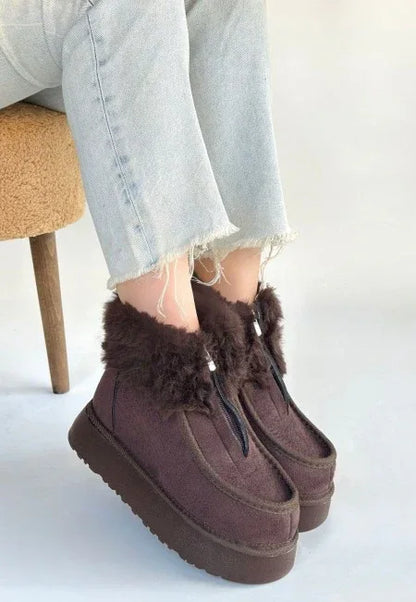 Zinnia Brown Suede Boots - alotasawkli