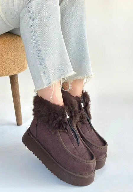 Zinnia Brown Suede Boots - alotasawkli