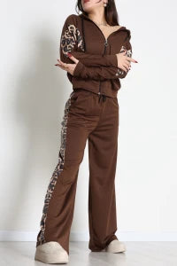 Women's Sequin-Trimmed Two-Thread Tracksuit Set in Black