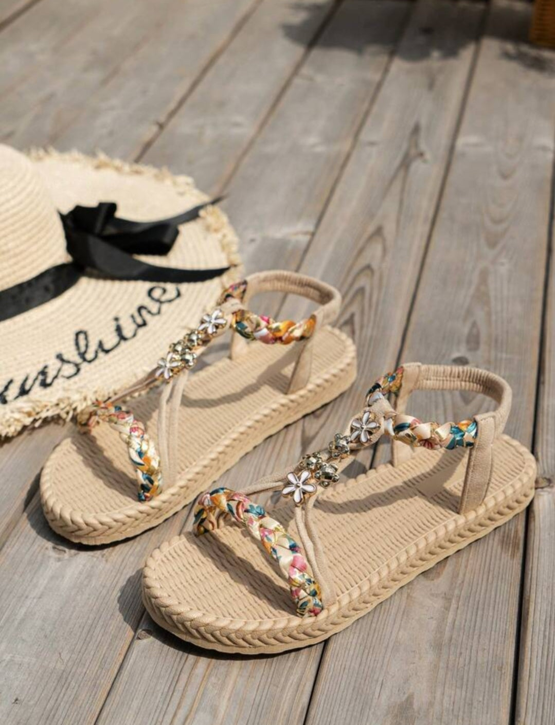 WRCVS Women's Flat Sandals – Beige