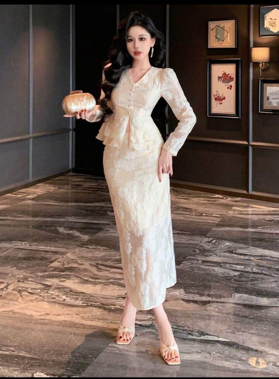 DAZY Spring&Autumn Elegant White Floral Organza Lace Blouse