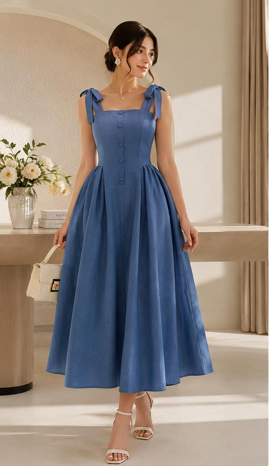 A feminine dress with delicate details and a sophisticated touch