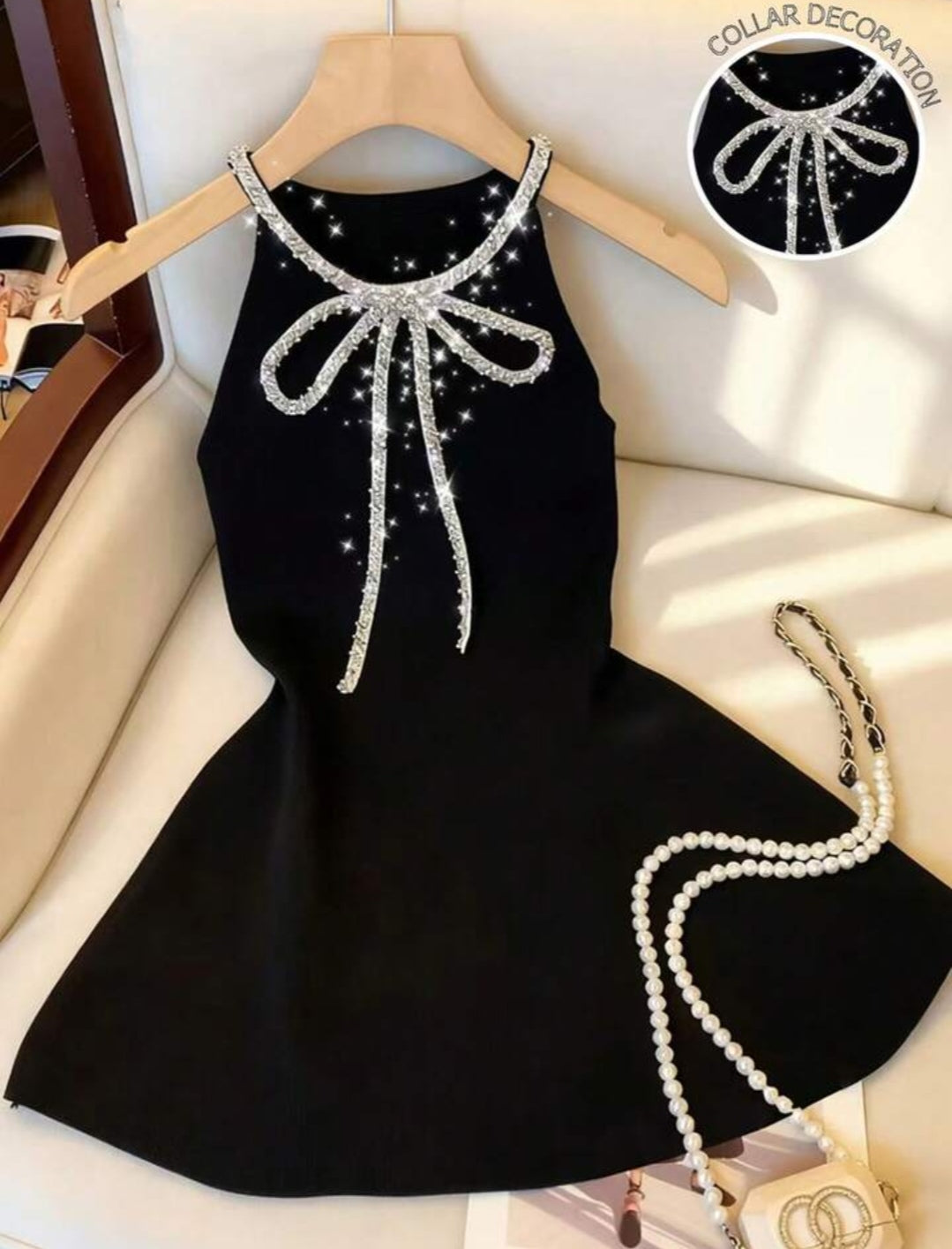 Qadelle Women's Elegant Rhinestone Bow Tie Decor