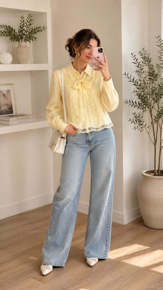 A shirt in a distinctive color and luxurious lace