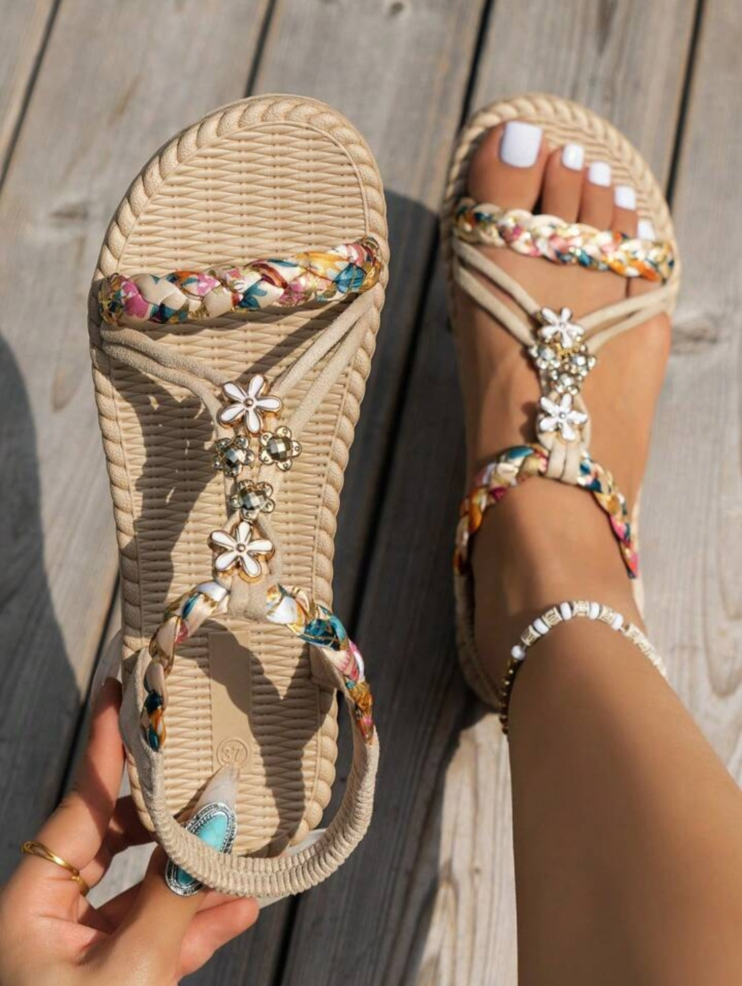WRCVS Women's Flat Sandals – Beige