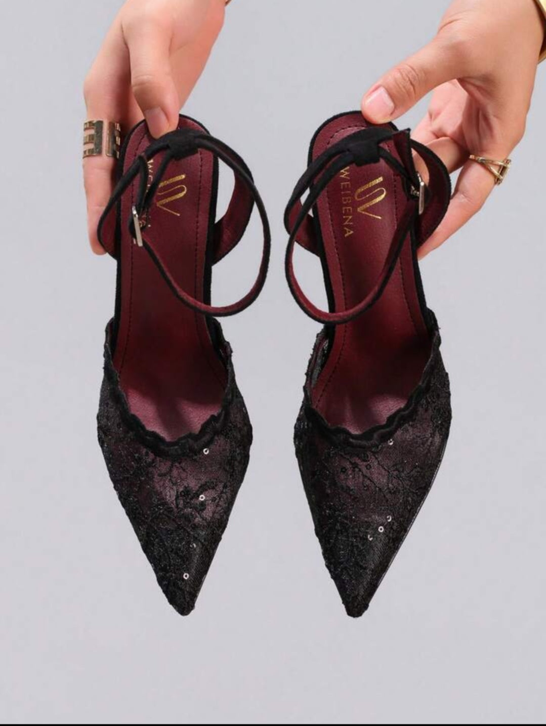 Trendy Lace-Embroidered High Heels