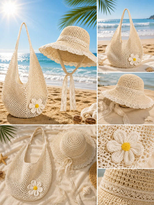 Summer Crochet Bag and Hat – Beach Elegance in a Single Look