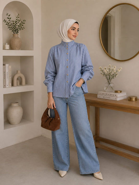 Sky blue striped shirt