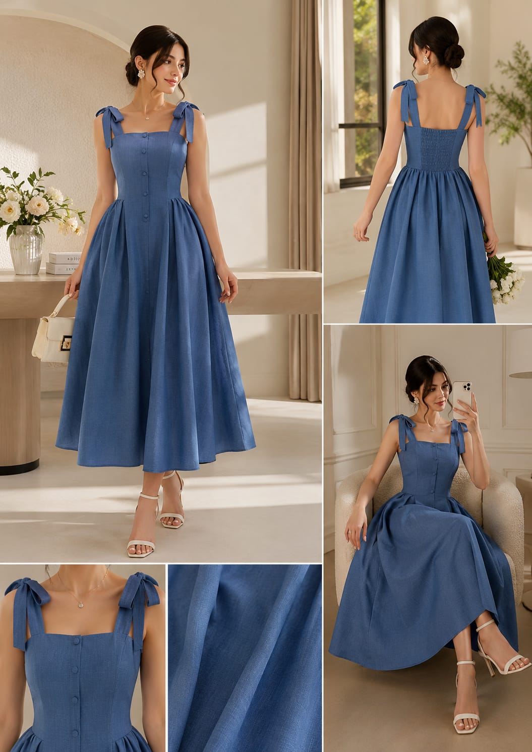A feminine dress with delicate details and a sophisticated touch