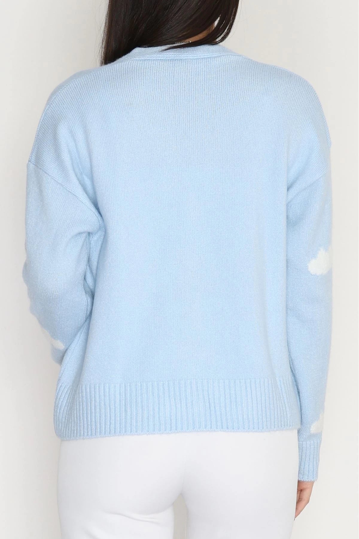 Women’s Brushed (Fleece) Button-Down Cardigan – Baby Blue