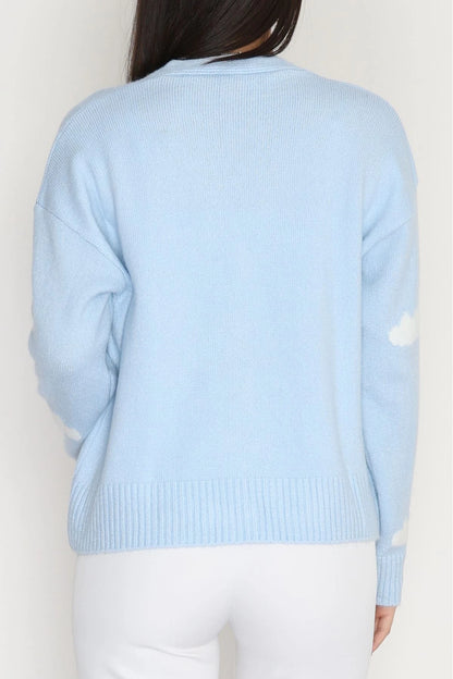 Women’s Brushed (Fleece) Button-Down Cardigan – Baby Blue
