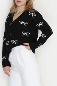 Women’s Brushed (Fleece-Lined) Button-Down Knit Cardigan – Navy Blue