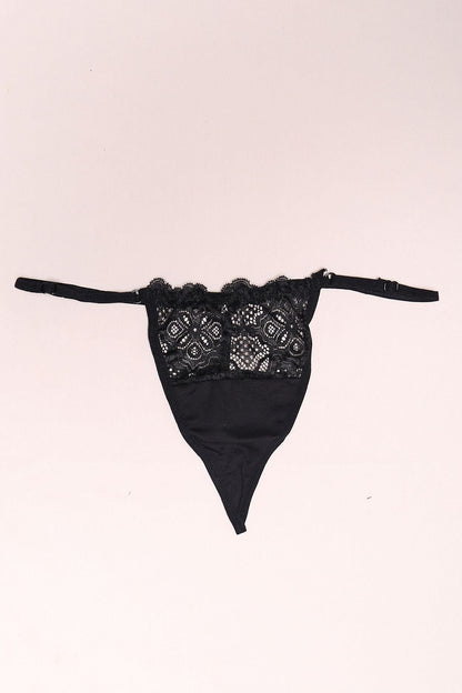Sheer Black Lace Underwire Bra Set with Matching Thong