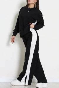Brown & Beige Side-Stripe Two-Thread Tracksuit Set