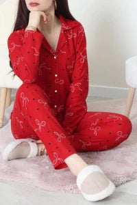 Green Faux Suede Button-Down Pajama Set