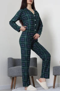 Black Striped Faux Suede Button-Down Pajama Set
