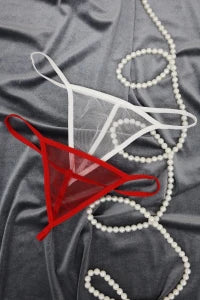 Tulle Thong 2-Piece Set in Red/White