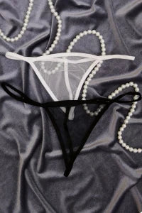 Tulle Thong 2-Piece Set in Red/White