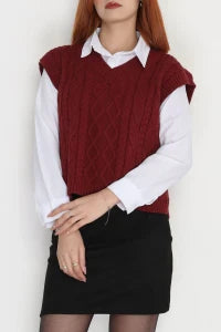 Women’s Classic V-Neck Knitwear Sweater Vest – Forest Green (Nefti)