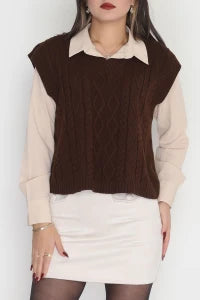 Women’s Classic V-Neck Knitwear Sweater Vest – Forest Green (Nefti)